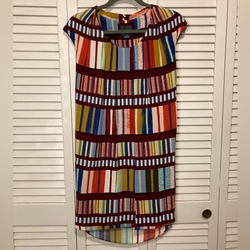 Maeve By Anthropology Red And Blue Midi Dress Size 0 - Picture 4 of 12